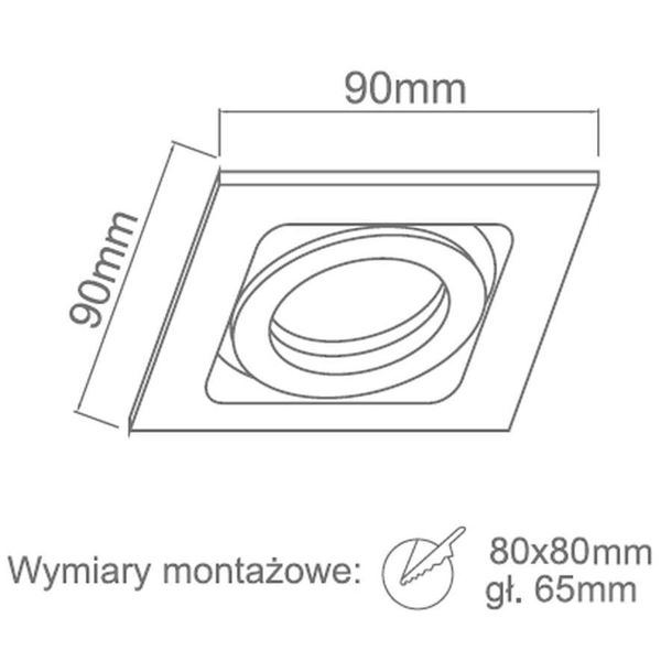 Podtynkowa LAMPA sufitowa Robo I Orlicki Design metalowa OPRAWA wpuszczana oczko kwadratowe aluminium