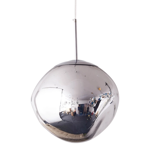 Połyskująca lampa wisząca GLAM MP-1239-380 chrome bańka ognista srebrna
