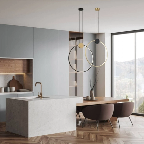 Ringowa wisząca lampa 23094 LED 24W 3000K do jadalni czarny złoty