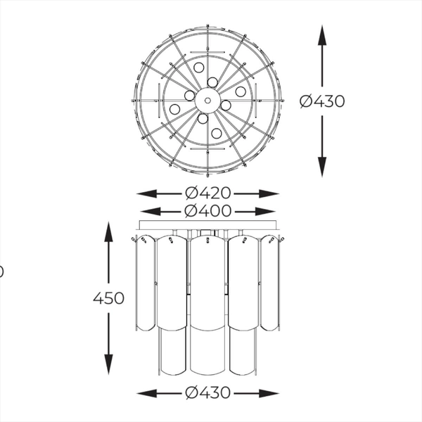 Szklana lampa natynkowa Nira MX3523-8M-EGN Zumaline przezroczysty złoty