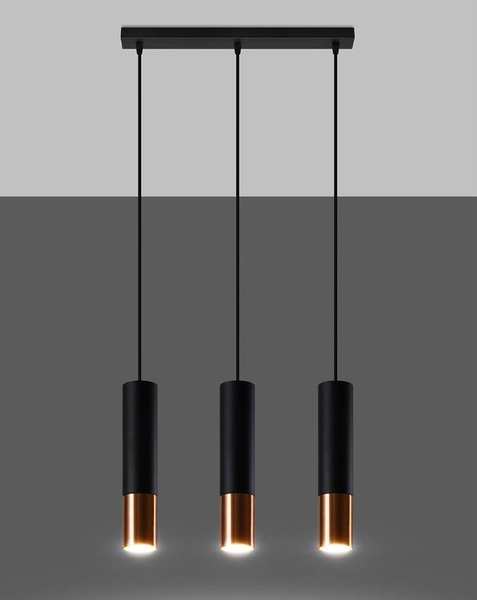 Loftowa LAMPA wisząca SL.0948 metalowa OPRAWA modernistyczny ZWIS tuby czarne miedź