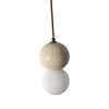 Wisząca lampa Bilo PL0135 Yaskr drewno kamień kula beżowa biała