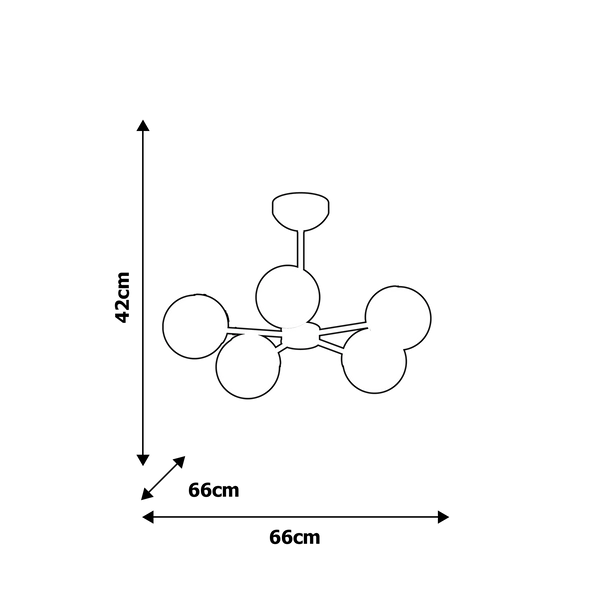 LAMPA sufitowa SFERA MLP8866 Milagro metalowa OPRAWA loftowy plafon kule balls na wysięgnikach sticks czarne białe