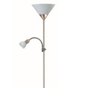 Podłogowa lampa z wtyczką ACTION 4064 metalowa biała satyna chrom