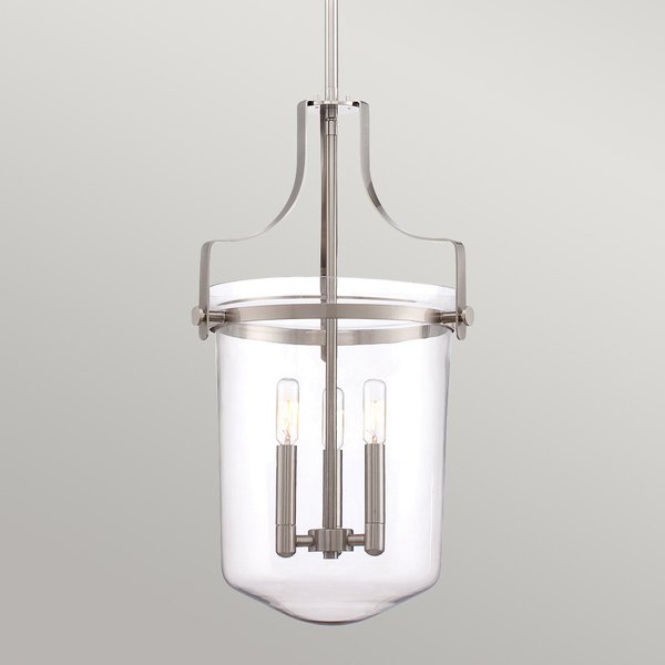 Lampa wisząca Penn Station QZ-PENN-STATION-M-BN Quoizel przezroczysta nikiel