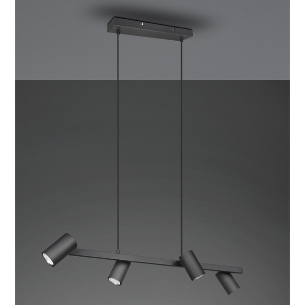Wisząca lampa loftowa VANTOS DL432302400 Trio regulowana tubki czarny