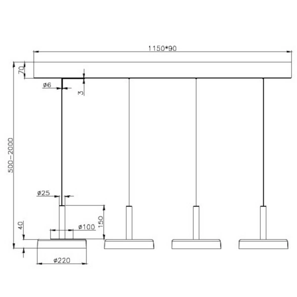 Wisząca lampa na listwie CELESTE 354910465 Trio LED 28W 3000K biały brązowy