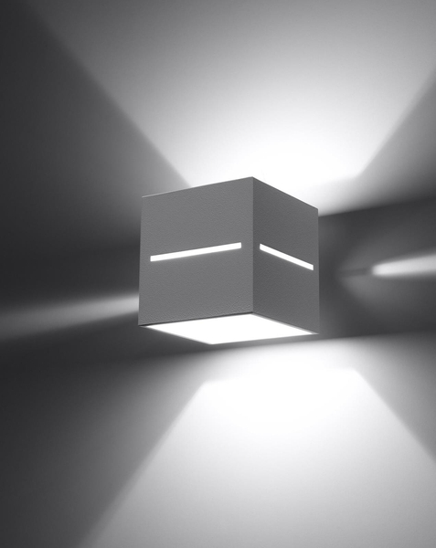 Kinkiet LAMPA ścienna SL.0206 kwadratowa OPRAWA metalowa kostka cube przyścienna biała