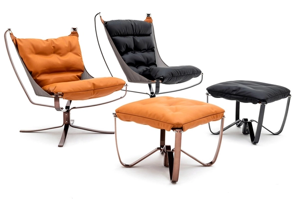 Fotel na stelażu ARNI HIGH XW-01.BLUE z podnóżkiem czarny