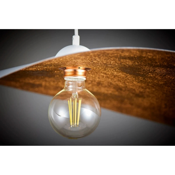 Lampa wisząca kompozyt LEAF miedziana biała 1xE27 do jadalni 41922