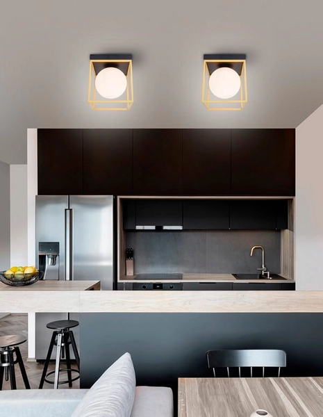 Nowoczesny plafon kuchenny Plata kostka złota czarna