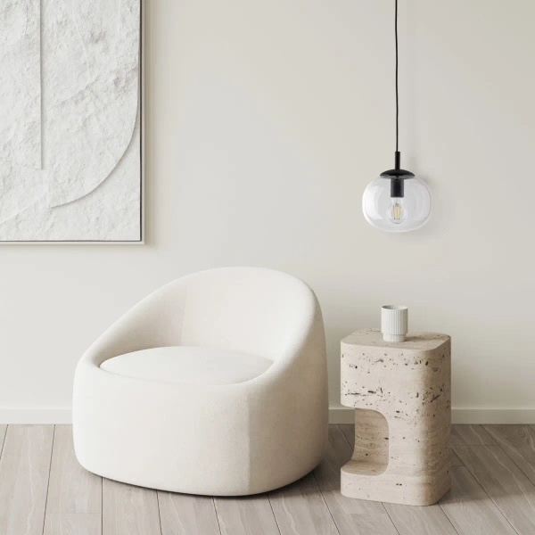 Zwieszana lampa szklana kula VIBE 5823 do sypialni czarny przezroczysty