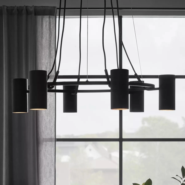 Lampa wisząca PORTO 107357 Markslojd ring metalowy tuby czarne