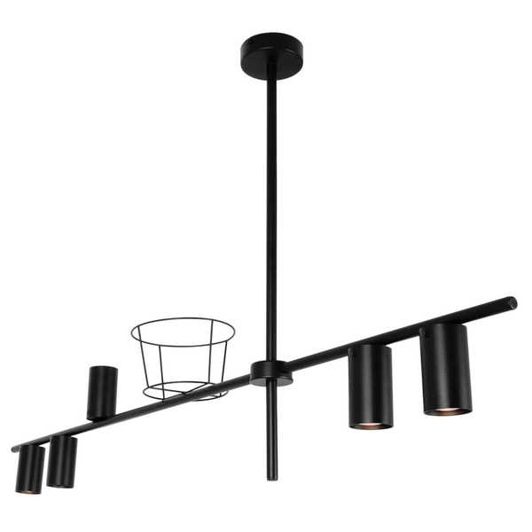 Lampa wisząca z koszykiem Rocco K-4757 Kaja reflektory metalowa czarna
