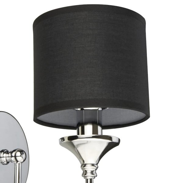 Klasyczna lampa ścienna Abu Dhabi w01837ch-bk Cosmolight metal tkanina srebrny czarny