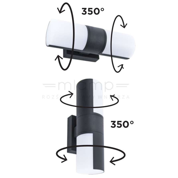 Elewacyjna LAMPA ścienna CYRA 5198101118 Lutec regulowana OPRAWA tuba LED 15W 3000K metalowa IP54 szara