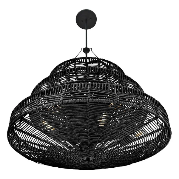 Rattanowa lampa wisząca Ophelia QN-OPHELIA-13P-BK-BK ażurowa czarna