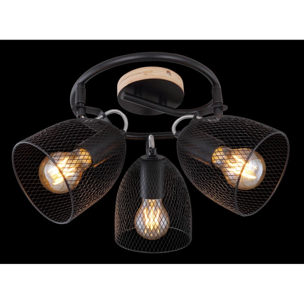Lampa nasufitowa Josina 54034-3 z regulacją czarna drewno