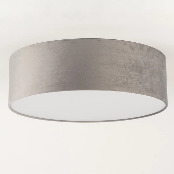 Lampa sufitowa do salonu okrągła Soft 40654 Sigma welurowy klosz szara