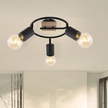 Regulowana LAMPA sufitowa JOSELLA 54033-3 Globo metalowa OPRAWA reflektorki czarne drewno