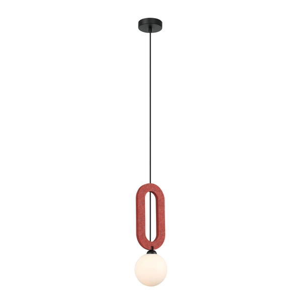 Lampa wisząca filcowa Masso PND-59839-1-RED nad stół kula biała czerwona