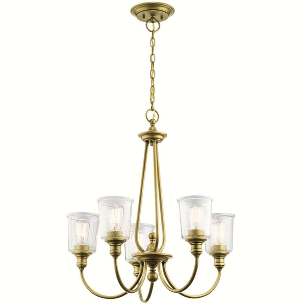 Wisząca LAMPA retro Waverly KL-WAVERLY5-NBR Elstead KICHLER szklana OPRAWA żyrandol na łańcuchu ZWIS vintage mosiądz przezroczysty