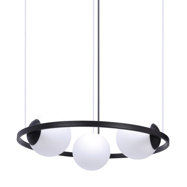 Wisząca lampa jadalniana ORBIT 5004 Zumaline balls ring czarna biała