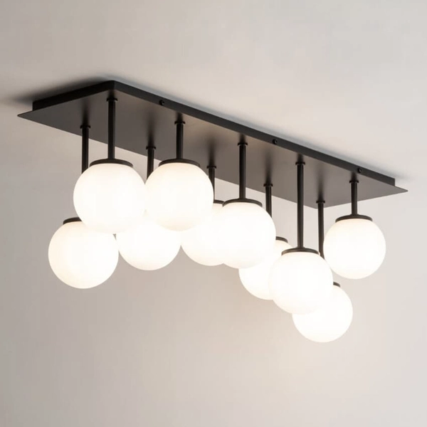 Plafon molekuły do salonu Tulia 33493 Sigma mleczne klosze kule czarna