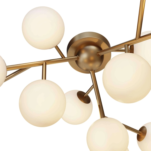 Lampa sufitowa Dallas MOD545CL-12BS molekuły kule złote białe