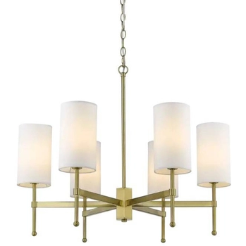 Modernistyczna LAMPA wisząca DENVER P06970BR-WH Cosmolight abażurowy żyrandol na łańcuchu złoty