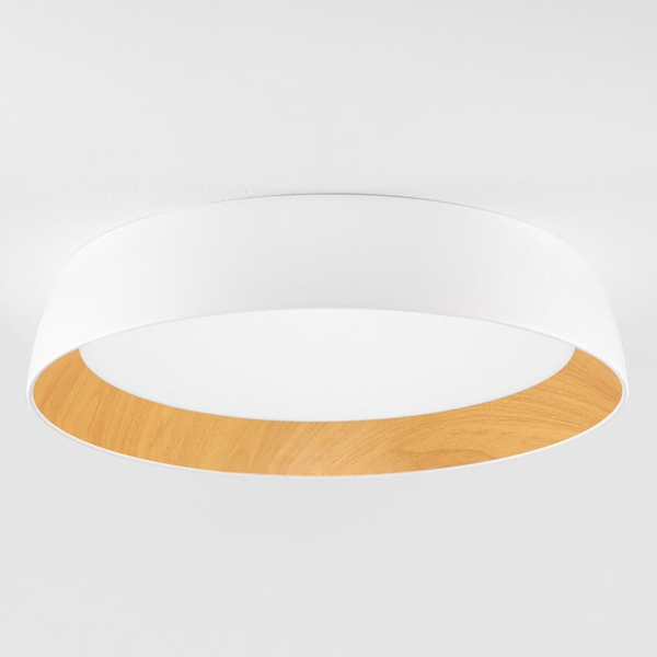 Salonowy plafon okrągły CARACOLLO LE44812 LED 50W 3000K biały drewniany