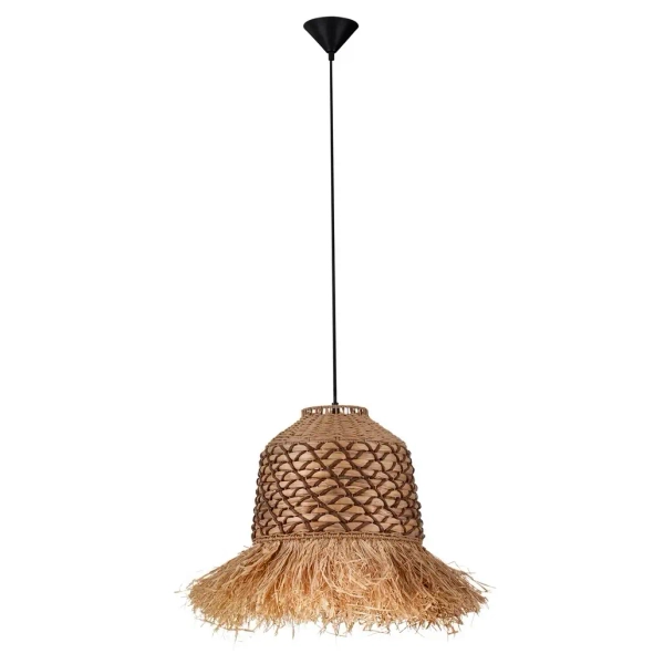 Wisząca lampa do salonu boho FANLIZA LE45359 frędzelki brązowa