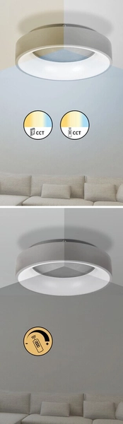 Plafoniera LAMPA sufitowa ADELINE 3928 Rabalux okrągła OPRAWA plafon LED 24W 3000K - 6000K z pilotem szary