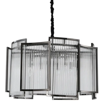 Wisząca lampa hampton Imperio MP0098 black Step kryształowa czarna