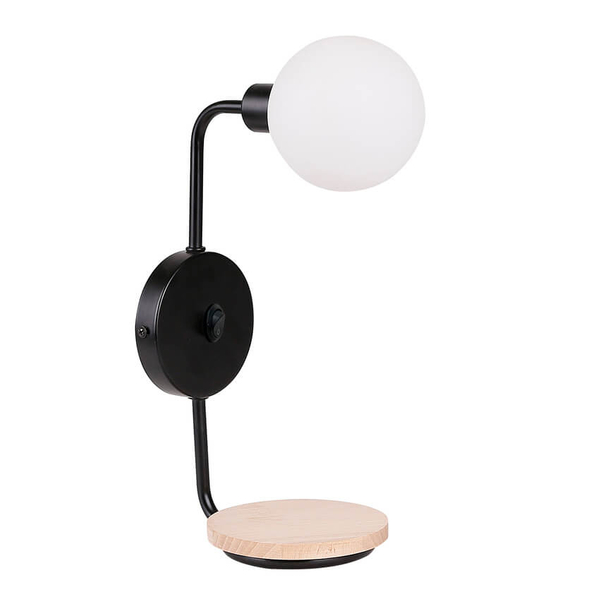 Loftowa lampa ścienna Ponio do gabinetu ball czarna biała