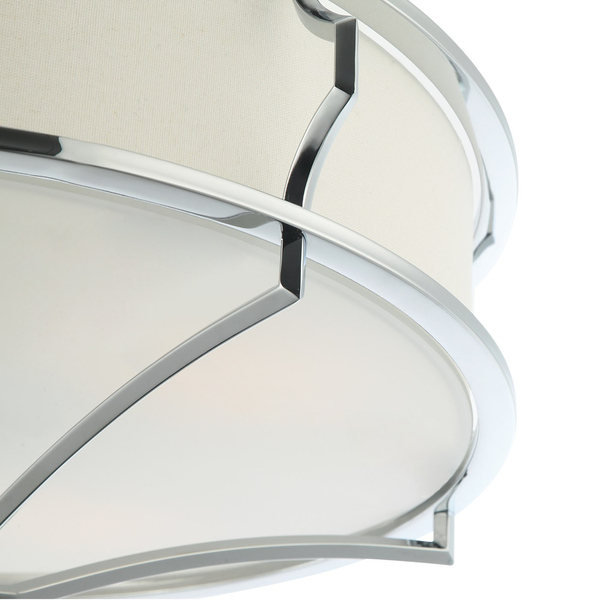 Klasyczna LAMPA sufitowa Stesso PL Cromo L Orlicki Design abażurowa OPRAWA plafon okrągły biały kremowy
