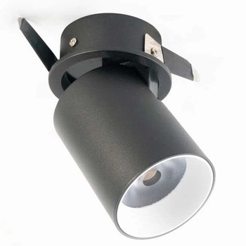 LAMPA sufitowa GOBO T-12K-CZARNA Auhilon metalowa OPRAWA podtynkowa LED 12W 4200K tuba regulowana czarna