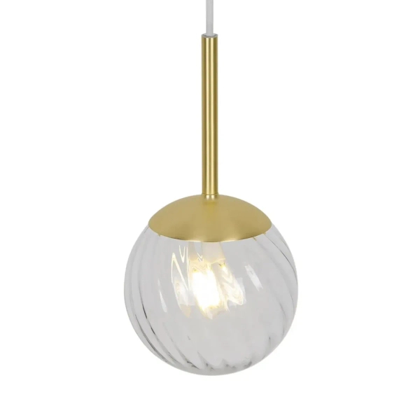 Szklana lampa wisząca Chisell 2312053035 kulista nad stół mosiądz