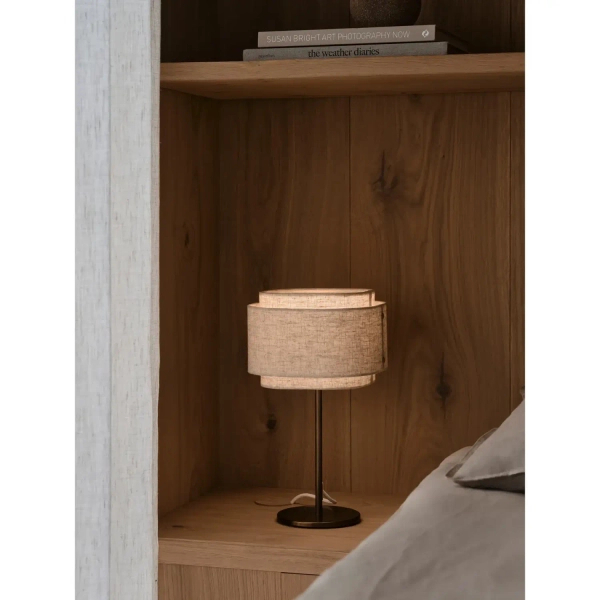 Stołowa lampka beżowa TAKAI 2620015018 1xE27 z abażurem tkaninowa