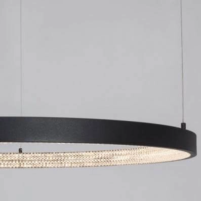 Glamour LAMPA wisząca MORON LE41724 Luces Exclusivas okrąga OPRAWA metalowy ZWIS LED 50W 3000K ring z krysztakami czarny