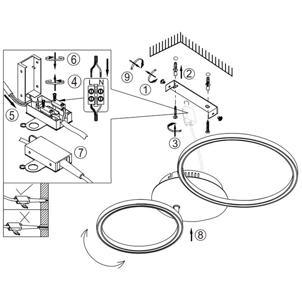 Lampa sufitowa KENDY 67233-24S metalowa pierścienie LED 24W 3000K czarne