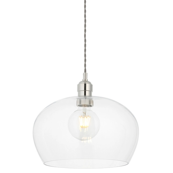 Zwisowa lampa do kuchni L&-1102677 Light& szklana kopuła nikiel