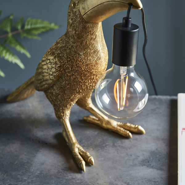 Designerska lampka nocna L&-195077 Light& ptak złota czarna