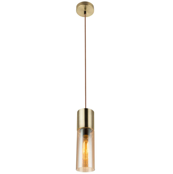 LAMPA wisząca ANNIKA 21000HM Globo szklana OPRAWA loftowy ZWIS tuba mosiężna bursztynowa