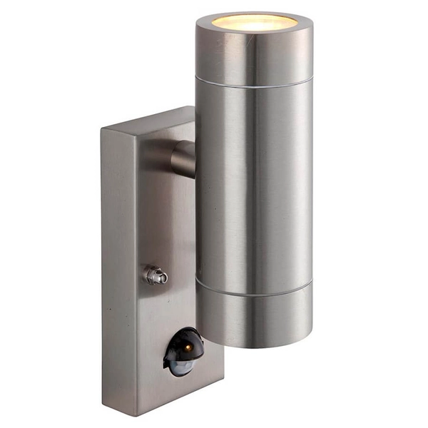 Naścienna lampa na taras Palin PIR 101352 z czujnikiem ruchu IP65 srebrna