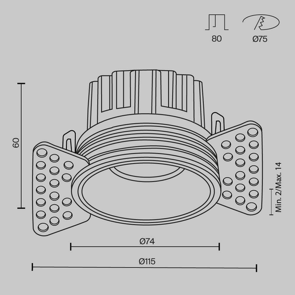Podtynkowa lampa Round DL058-12W3K-TRS-BS LED 12W 3000K kuchenna mosiądz