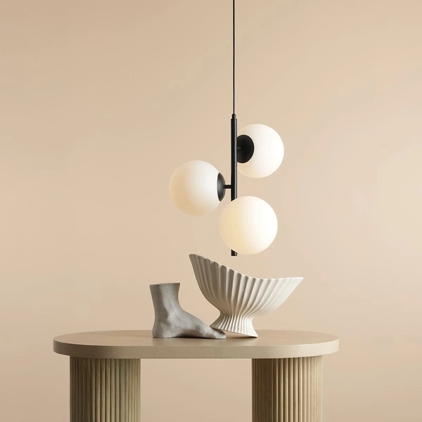 Lampa wisząca do jadalni Fin 1120E1_M Aldex szklane molekuły czarna