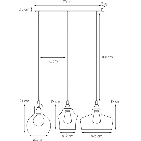 LAMPA wisząca LONGIS 10521309 Kaspa szklana OPRAWA zwis LISTWA sufitowa przezroczysta