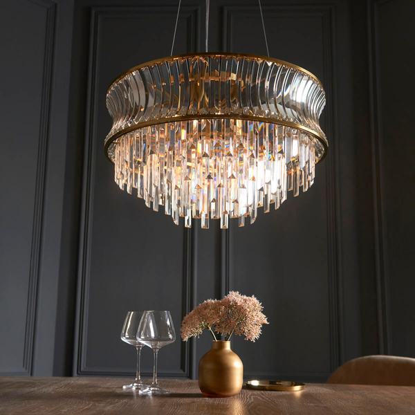 Wisząca lampa glamour L&-1107785 szklana mosiądz przezroczysty