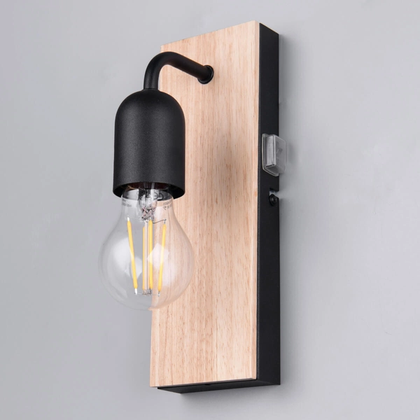 Loftowy kinkiet ścienny ARTURO 284470132 IP44 do łazienki drewniany czarny